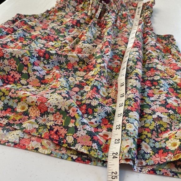 J. Crew Liberty Print Floral Ruffle Blouse Sleeveless Tie Split Neck Thorpe - Picture 15 of 16